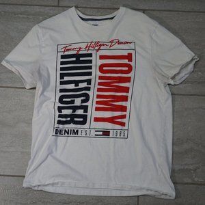 Tommy Hilfiger Men's Embroidered Logo Tee Size Medium White